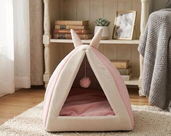 Cozy Cat Cave Bed, Soft Cotton Pet House for Cats and Small Dogs