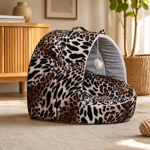 Cozy Cat Cave Bed, Soft Cotton Pet House for Cats and Small Dogs