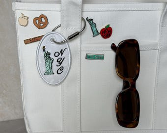 NYC Statue of Liberty Embroidered Bag Tag