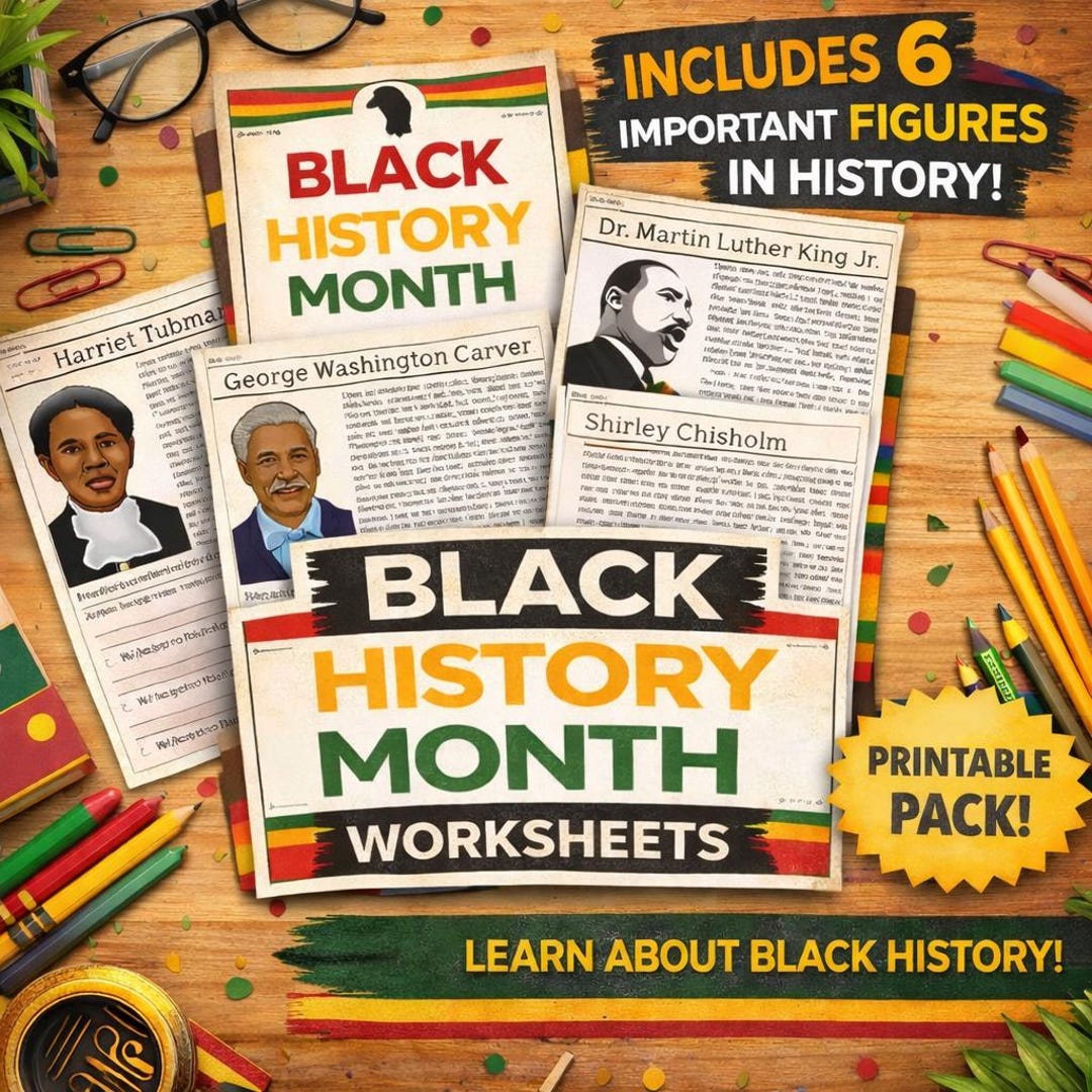 Black History Month Worksheets 3rd Grade-5th Grade - Etsy UK