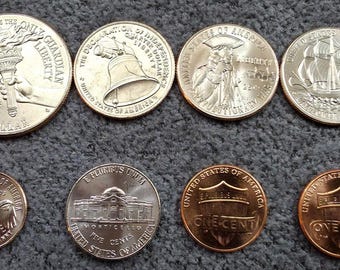 US 250th Anniversary 8 Coin BU Set Updated Declaration of Independence