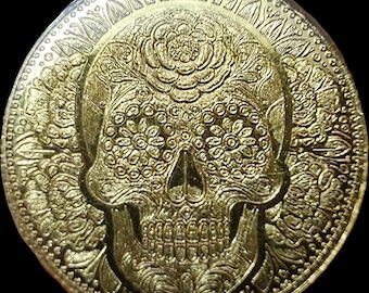 3x 1/200oz Monarch Gold Rounds-NGC MS-70 King Tut&Sugar Skulls (Raw in Acrylic)