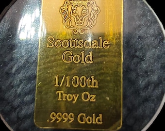 Scottsdale Mint 1/100oz .9999 Gold Bars (Lot of 3) Crowned Lion Micro Bullion