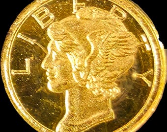 1/100 oz .9999 Pure Gold Round, Mercury Dime Tribute, Brilliant Uncirculated (BU)