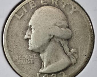 1932-D Washington Quarter – 90% Silver, First Year Key Date (Fine to Very Fine)