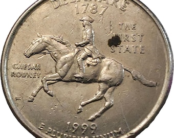 1999-P Delaware State Quarter ERROR Spitting Horse Die Crack - Rare Variety