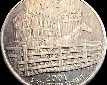 2001-P Kentucky State Quarter Error Coin | Sintered Striated Planchet, Die Clash