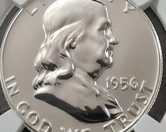1956 PCGS Graded Proof 66 Franklin Half Dollar • 90% Silver, Type 2 Reverse