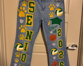 Custom Senior Jeans - Handpainted (Digital Proof Included)