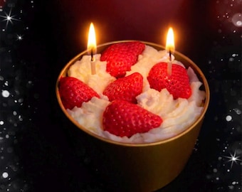 Erdbeeren und Sahne Gourmad Realistische Kerze 8oz
