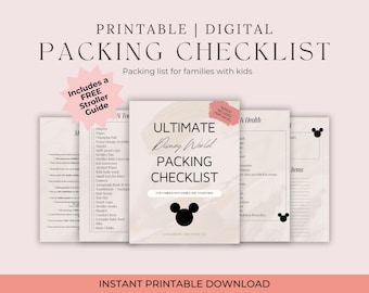 Disney Packing Checklist Baby Essentials Travel Guide Vacation Planning Printable Download Digital Template Park Preparation Mom Tips
