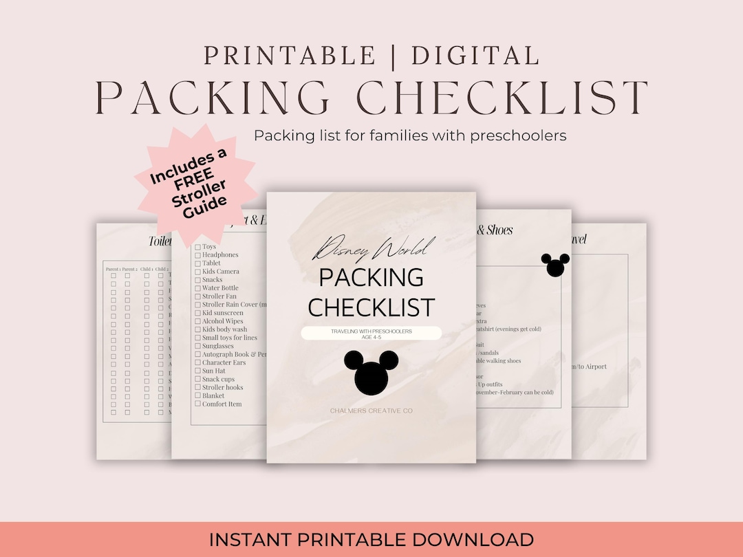 Disney Packing Checklist Kid Essentials Travel Guide Vacation Planning ...