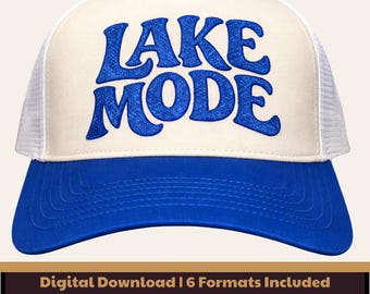 Lake Mode Embroidery Design | Lake Hat Embroidery File | Lake Life Hat Design | Summer Trucker Hat Embroidery | Boating Hat Embroidery File
