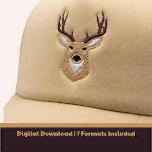 Simple Mule Deer Buck Embroidery File | Minimalist Hunting Hat Design | Digital Download for Embroidery Machines (PES, DST, JEF)