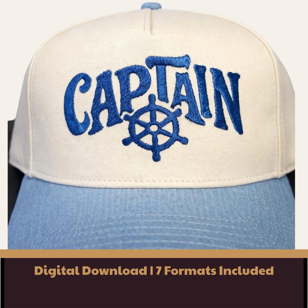 Captain Hat Embroidery Design | Boat Captain Embroidery File | Nautical ...