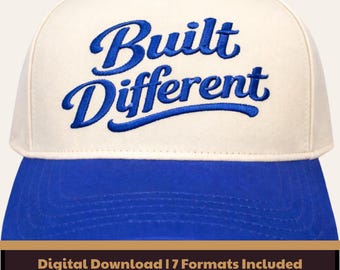 Built Different Hat Embroidery Design, Motivational Trucker Hat File, Gym Fitness Cap Embroidery, Machine Embroidery Digital Download