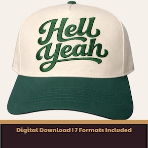HellYea Stickmusterdatei | Trucker Hat Stickerei | Vintage Hut Design | DST PES JEF exp Hus vp3 xxx | Sofortdownload