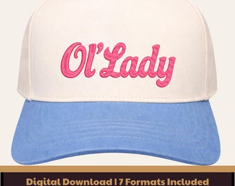 Ol Lady Embroidery Design, Trucker Hat File, Hat Embroidery,Girlfriend Hat Design, Western Hat, Instant Download DST PES jef exp hus vp3 xxx