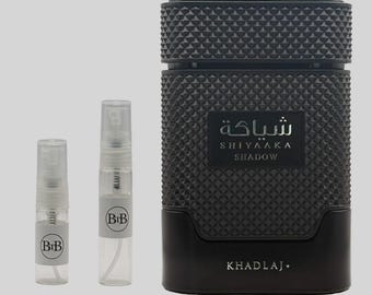Khadlaj Shiyaaka Shadow | 2-5 mL Fragrance Sample | Glass Spray Atomizer
