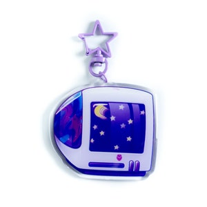 Celestial &quot;iBerry&quot; Y2K Computer-Inspired Acrylic Keychain | Nostalgic Acrylic Charm  | Kawaii Accessories Retro Gifts