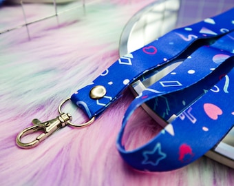 Vapor Party Lanyard For Keys | Vaporwave Nostalgic Badge Holder | Kawaii Retro Accessories