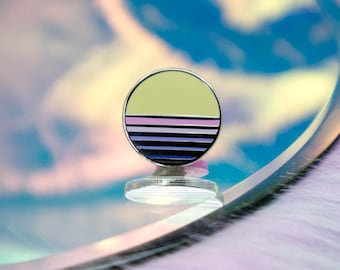 Gradient Vaporwave Sun Enamel Pin
