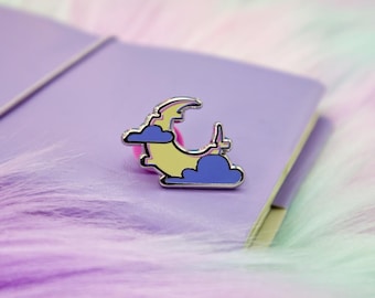 Mini Moon Vaporwave Enamel Pin
