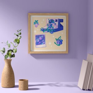 Blueberry Camera 8x8" Art Print | Pastel Kawaii Wall Art image 2