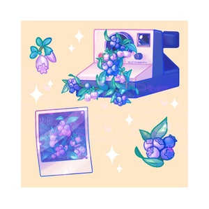 Blueberry Camera 8x8" Art Print | Pastel Kawaii Wall Art image 4