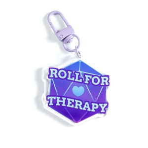 Roll for Therapy D20 Keychain: Funny D&D Acrylic Charm Bild 3