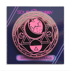 Summoning Strawb Enamel Pin | Strawberry Lapel Pin | Spooky Occult Accessories Glow in the Dark