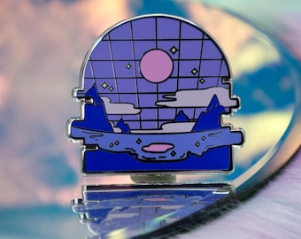 Grid Beach Vaporwave Enamel Pin