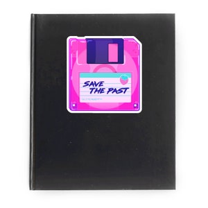 Pink Floppy Disk Sticker: "Save the Past" Vaporwave Nostalgic Stationery image 4