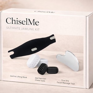 Zestaw ChiselMe do modelowania linii żuchwy – Gua Sha, przyrząd do ćwiczenia żuchwy i maska liftingująca