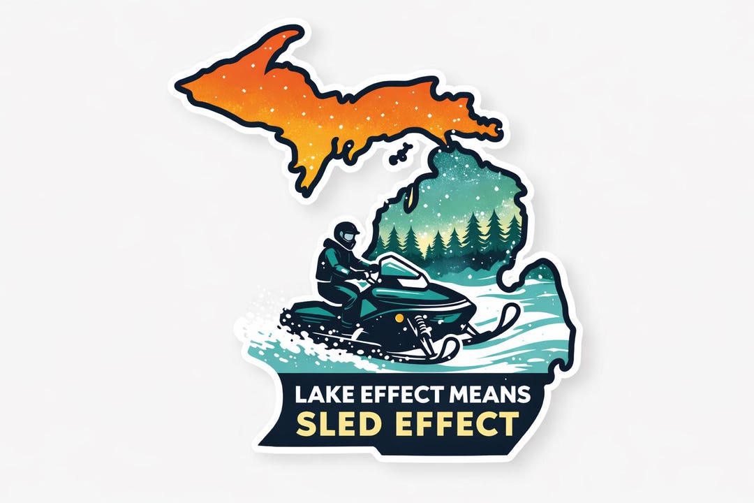 Lake Effect Means Sled Effect Sticker | Michigan Snowmobiling Decal ...