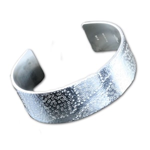 Textured Sterling Silver Cuff Bracelet: Hammered Floral Design