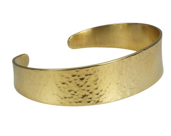 Hammered Gold Brass Cuff Bracelet: Hand-Formed Textured Bangle