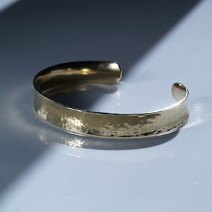Hand Hammered Gold Brass Cuff Bracelet: Adjustable Unisex Bangle