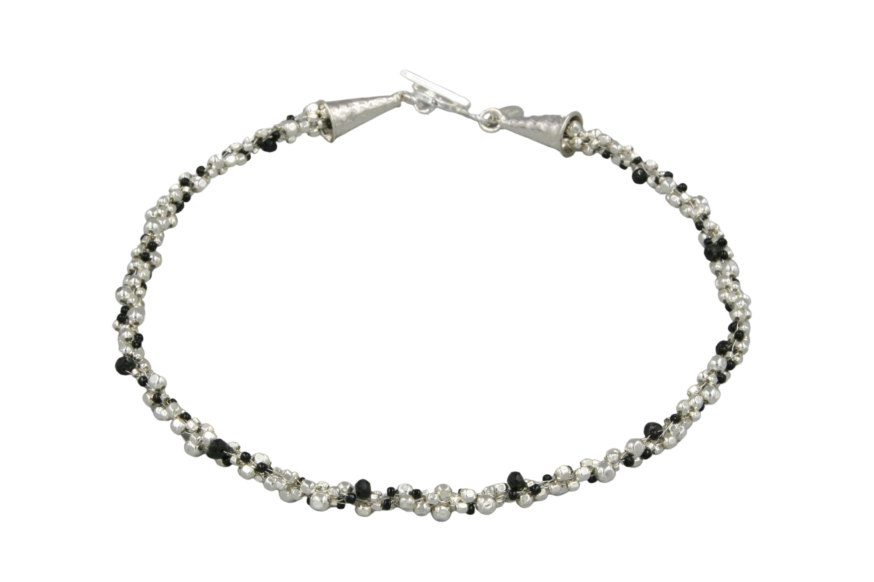 Sparkly Black Spinel and Silver Necklace Kumihimo Necklace Etsy