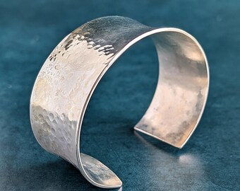 Hand Hammered Silver Cuff, Sterling Silver, Heavy Silver