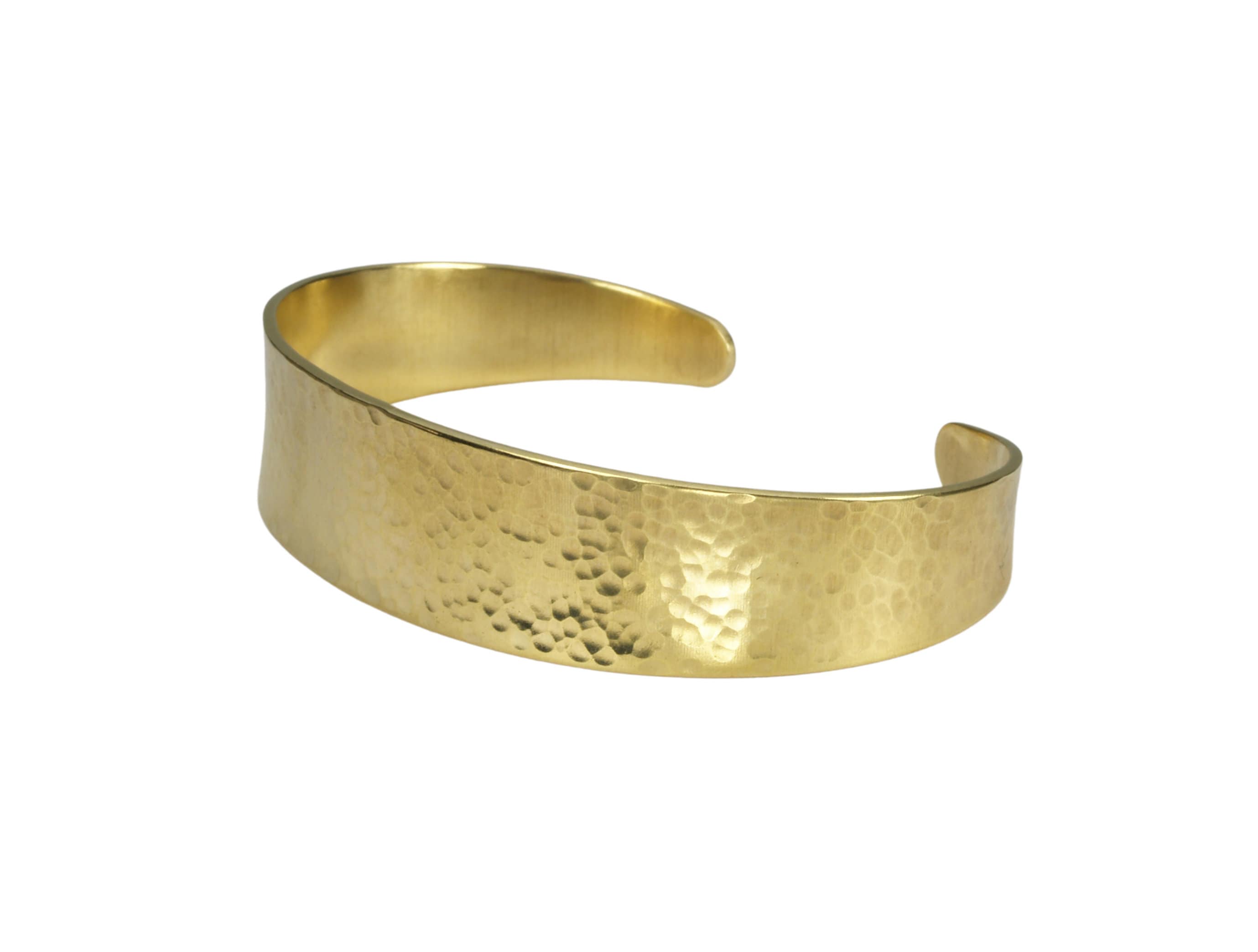 Bracelet Manchette Jonc En Laiton Doré Et Gris Martelé - Largeur 4 Cm - Occasion Bon état