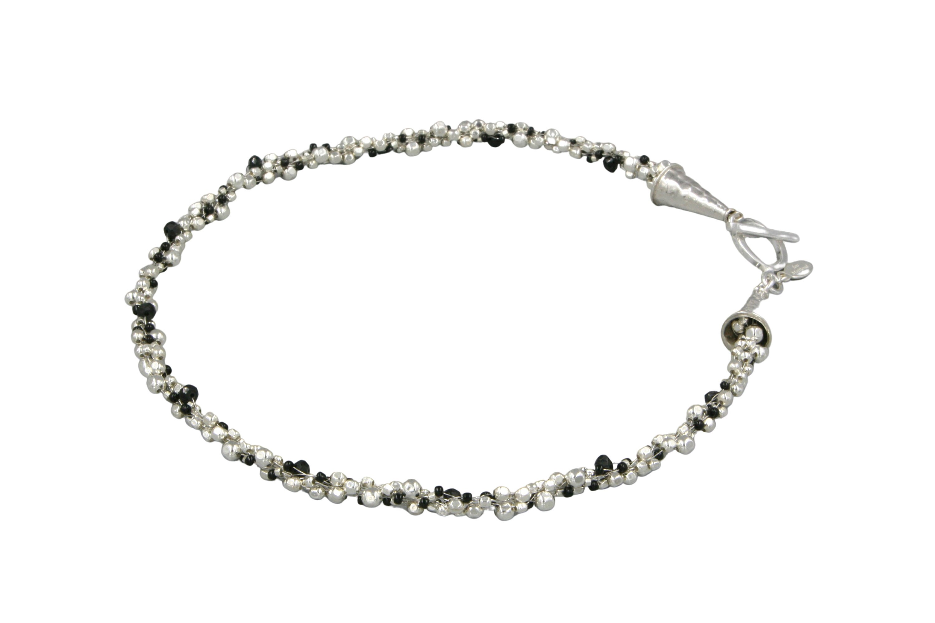 Sparkly Black Spinel and Silver Necklace Kumihimo Necklace Etsy