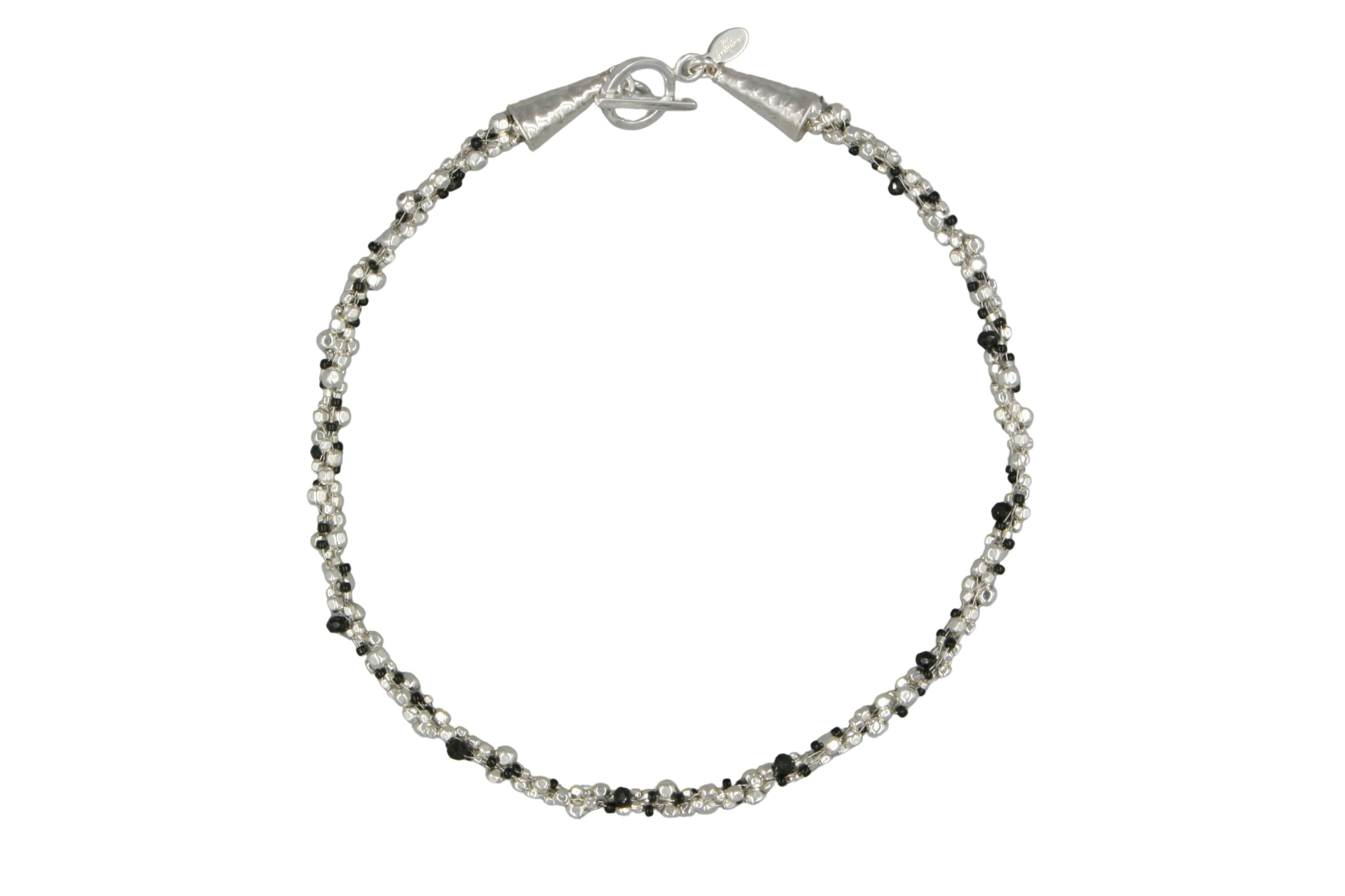 Sparkly Black Spinel and Silver Necklace Kumihimo Necklace Etsy