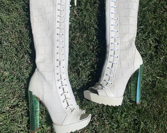 Just Cavalli Botas de piel cocodrilo plataforma mujer talla 38