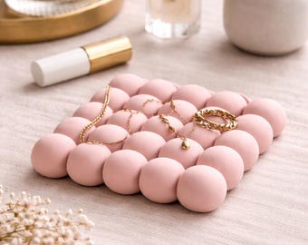 Blush Bubble Coaster | Handmade Plaster Trinket Dish, Modern Decor