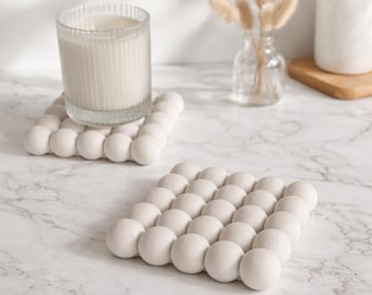 White Bubble Coaster | Minimalist Plaster Tray | Modern Candle Holder | Home Accent