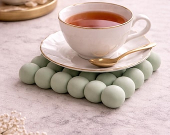 Sage Green Bubble Coaster | Handmade Plaster Tray | Modern Minimalist Home Decor
