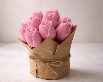 Tulip Candle Bouquet -Handmade Floral Candle Arrangement - Gift - Spring Table Centerpiec