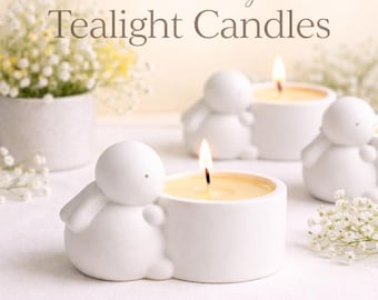 Hand-Poured Soy Wax Bunny Tealight Holder | Minimalist Spring Easter Decor
