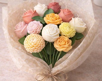 Floral Bouquet Candle – Hand-Poured Wax Flower Arrangement